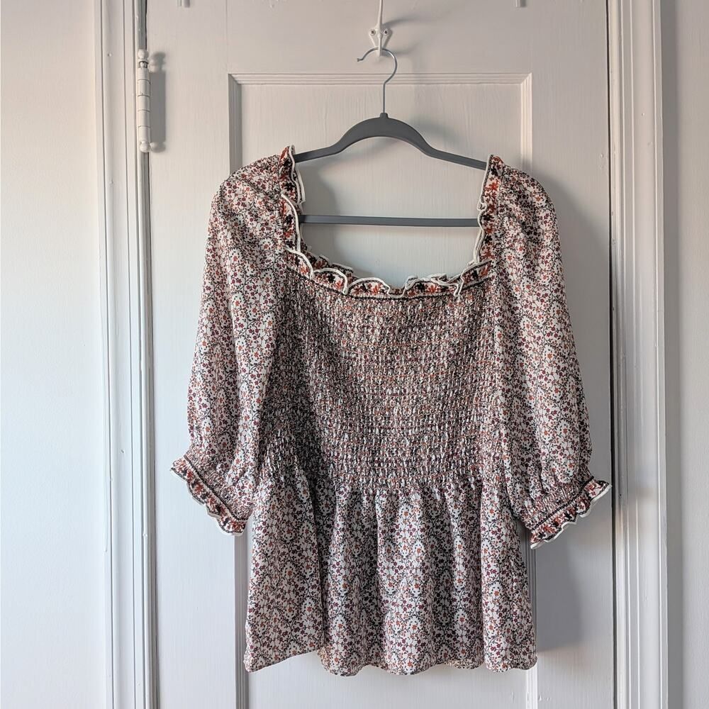 Max Studio Smocked Cottagecore Floral Print Top Sz. XL